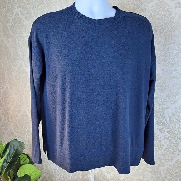 Lucky Brand Size Medium Black/Navy Blue Crew Neck Sweater Long Sleeve EUC - Picture 1 of 12